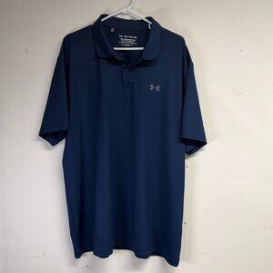 Under Armour Men's XXL The Performance Polo Shirt Navy Blue Logo Poly Spandex